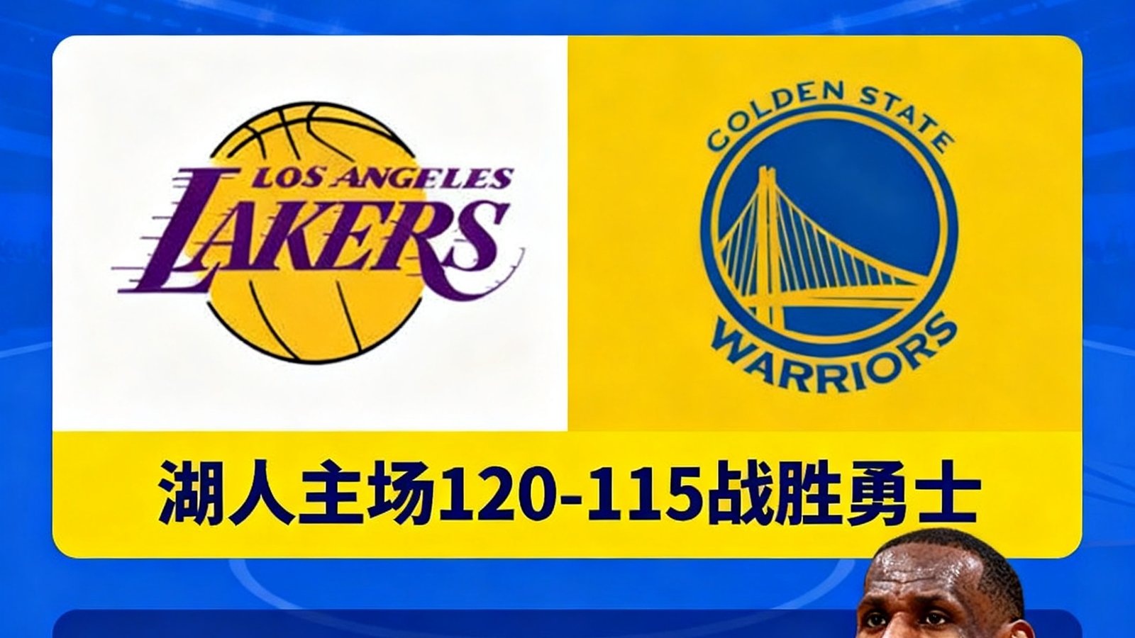 体球网NBA快讯：湖人主场120-115战胜勇士，勒布朗得到33分10篮板11助攻。